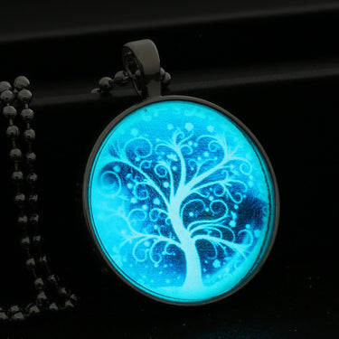 Sky Blue Glow in the Dark Tree of Life Necklace-Your Soul Place